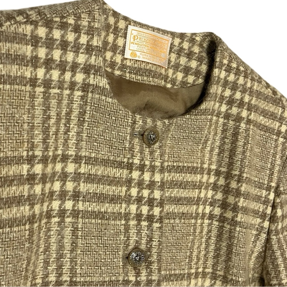 Vtg Pendleton Boucle Plaid Blazer Wool 60s USA Sz 12 like M Old Money Wedding